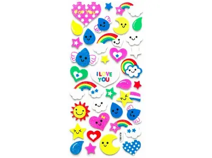 Samolepky pěnové glitterové 21 duha