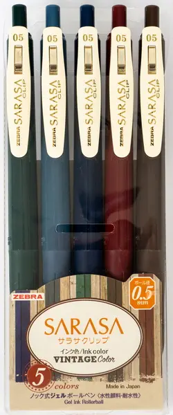 Pero gelové Sarasa Clip Vintage 5 barev