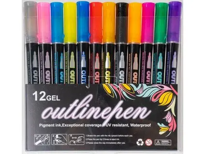 Popisovač outline Shine 12 barev