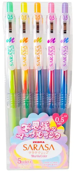 Pero gelové Sarasa Clip Marble 5 barev