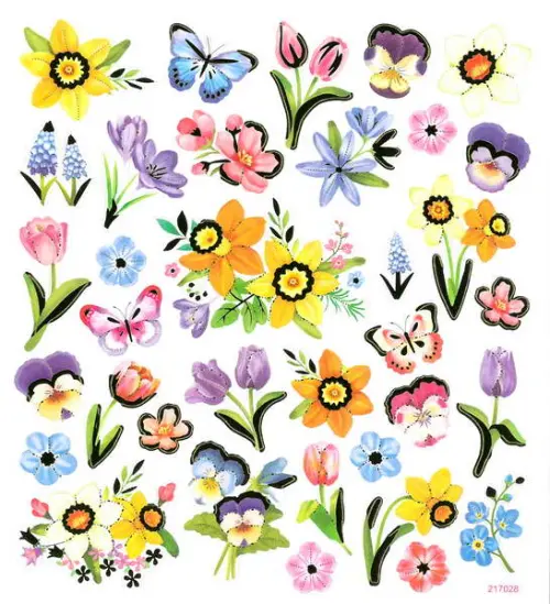 Samolepky papírové DPNK-097 kytky DP