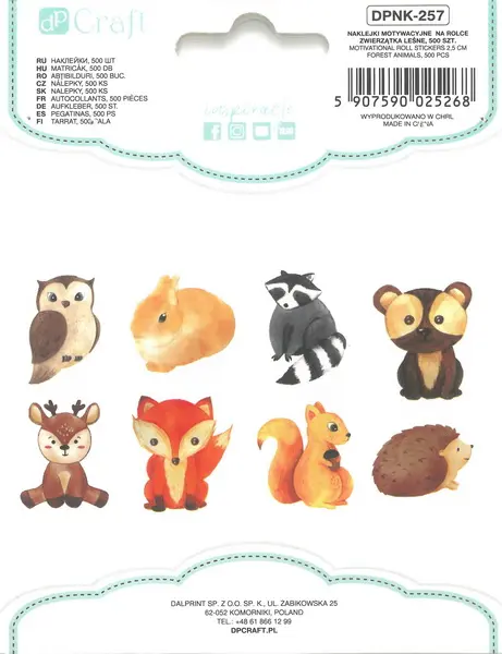 Samolepky papírové na rolce DPNK-257 lesní zvířatka DP