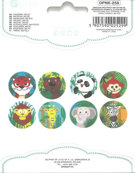 Samolepky papírové na rolce DPNK-258 zvířatka džungle DP