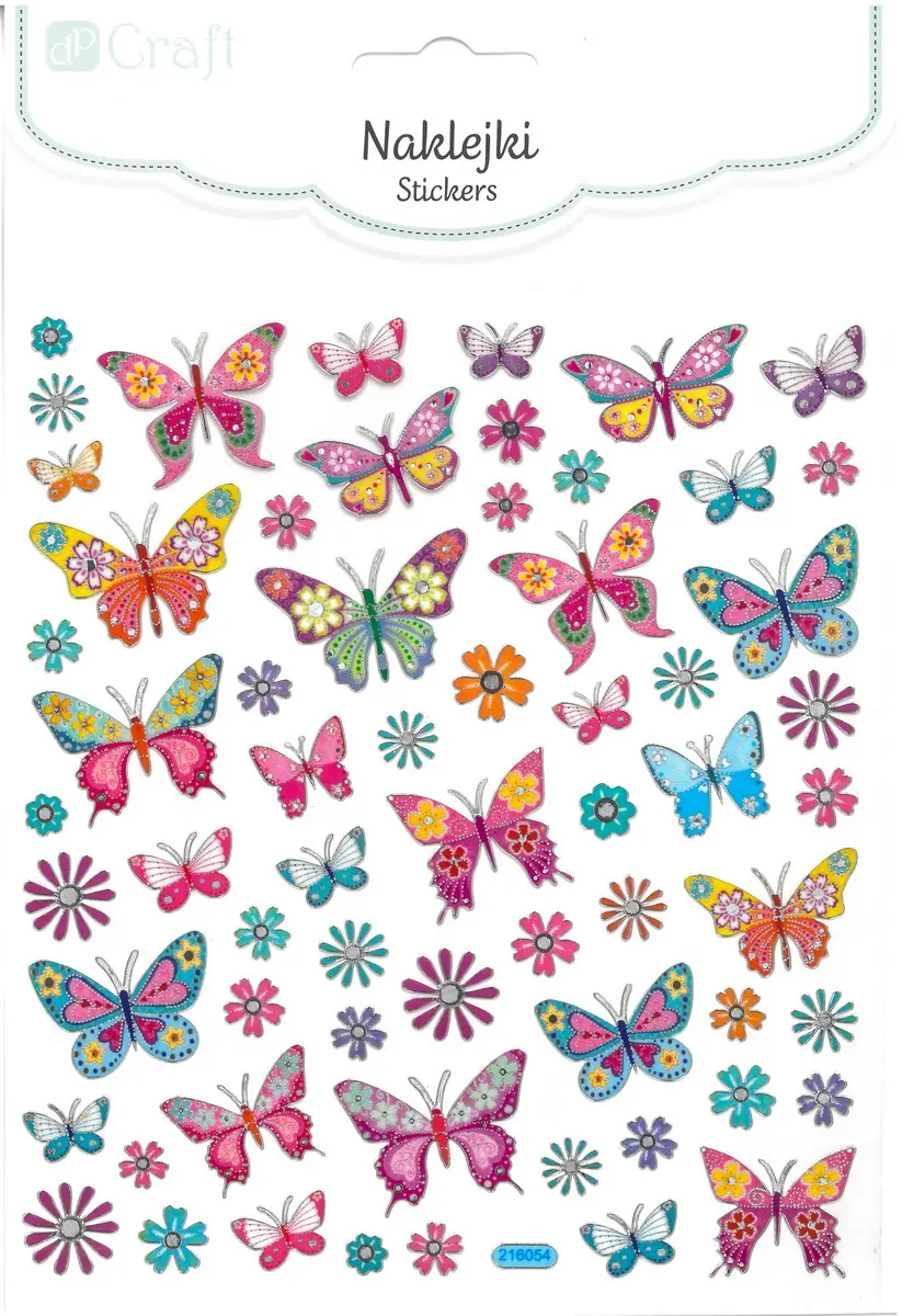 Samolepky papírové DPNK-007 motýli a kytky DP