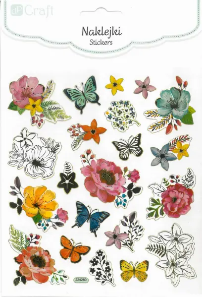 Samolepky papírové DPNK-045 kytky a motýli DP
