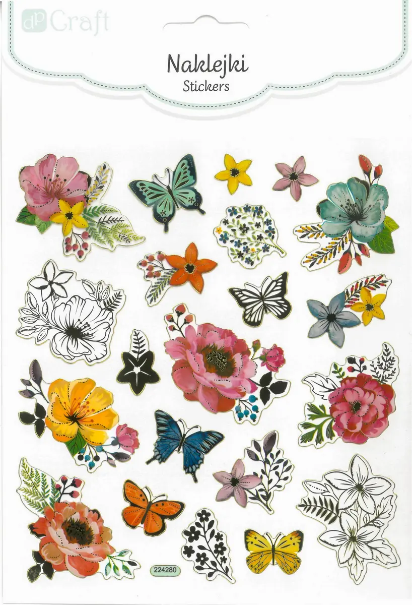 Samolepky papírové DPNK-045 kytky a motýli DP