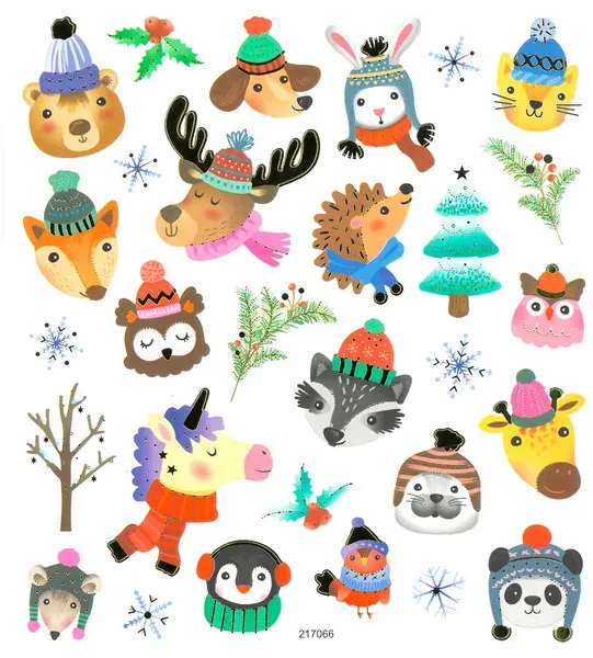 Samolepky papírové DPNK-111 zvířátka zima DP