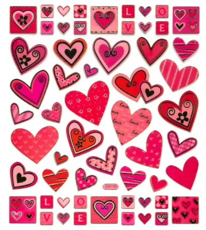 Samolepky papírové DPNK-121 srdce DP