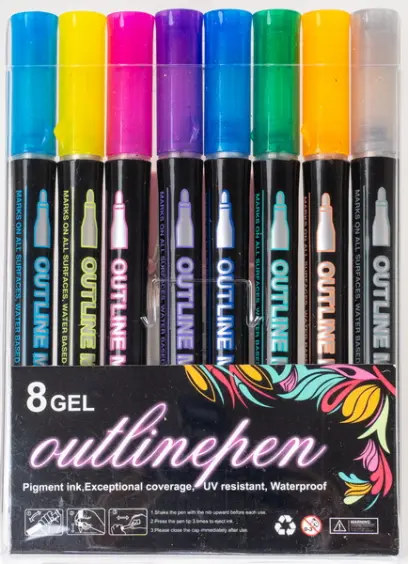 Popisovač outline Shine 8 barev