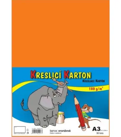 Karton kreslicí A3 180 g oranžový 50 listů