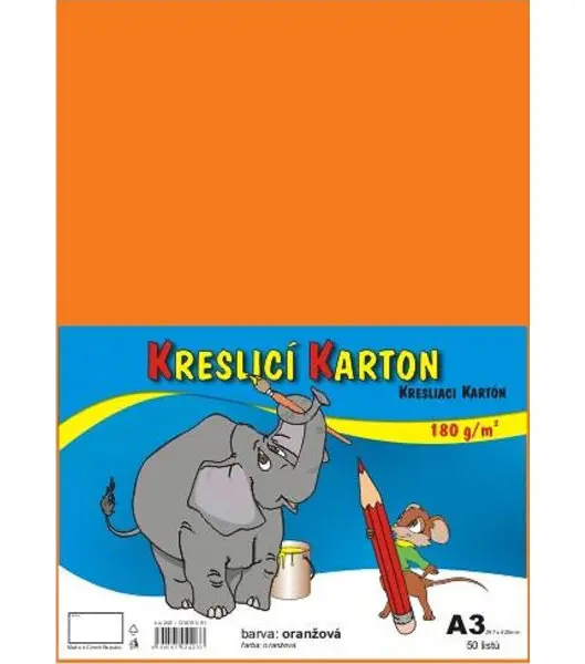 Karton kreslicí A3 180 g oranžový 50 listů