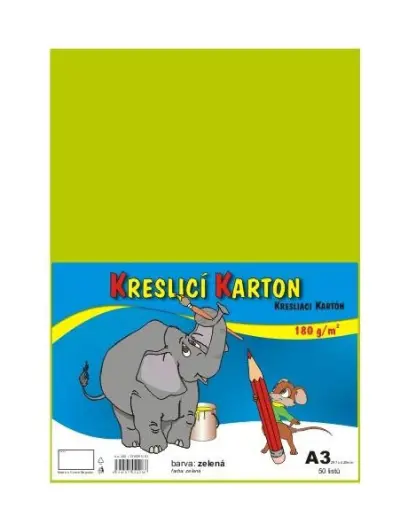 Karton kreslicí A3 180 g zelený 50 listů