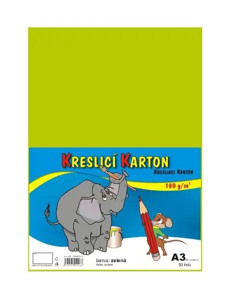 Karton kreslicí A3 180 g zelený 50 listů