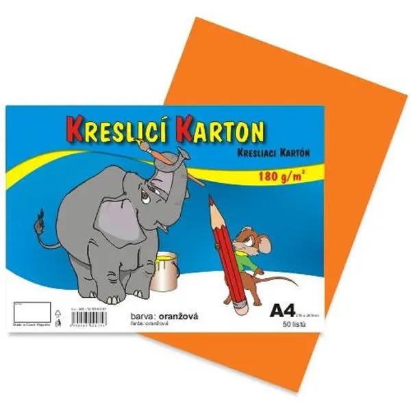Karton kreslicí A4 180 g oranžový 50 listů
