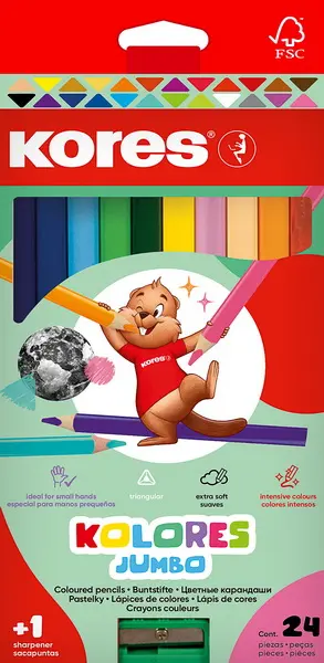 Pastelky 24 trojhranné Jumbo Kores