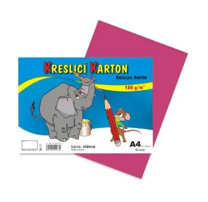 Karton kreslicí A4 180 g růžový 50 listů