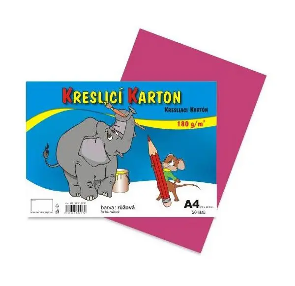 Karton kreslicí A4 180 g růžový 50 listů