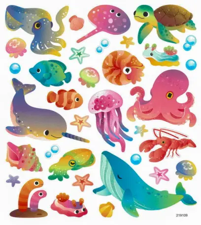 Samolepky papírové DPNK-141 mořští tvorové DP