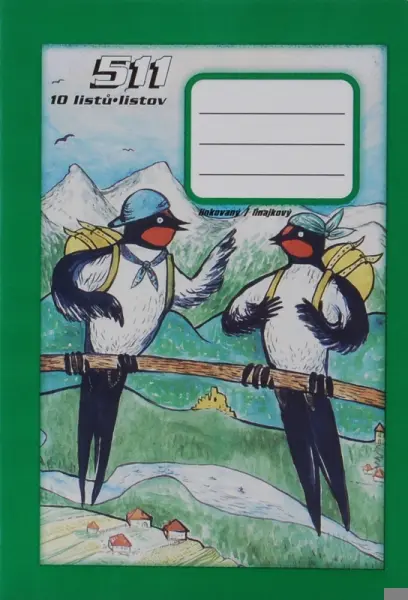 Sešit 511 bezdřevý, formát A5, 10 listů, pomocná linka Školáček