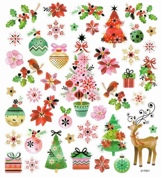 Samolepky papírové DPNK-022 barevné Vánoce DP