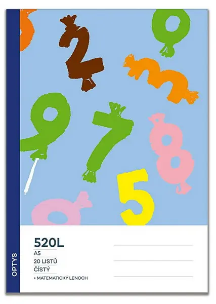 Sešit školní s matematickým lenochem 520 L čistý