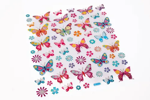 Samolepky papírové DPNK-007 motýli a kytky DP