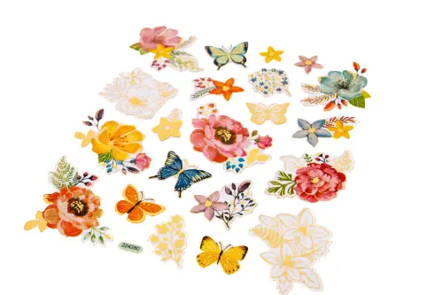 Samolepky papírové DPNK-045 kytky a motýli DP