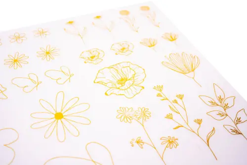 Samolepky papírové DPNK-213 zlaté kytky DP