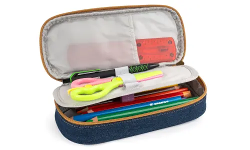 Penál etue Denim 1 tmavě modrý