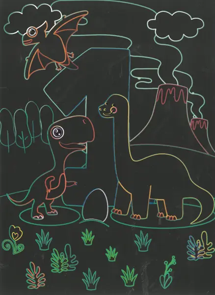 Obrázek škrabací Mark 9 ks 07 dinosaurus