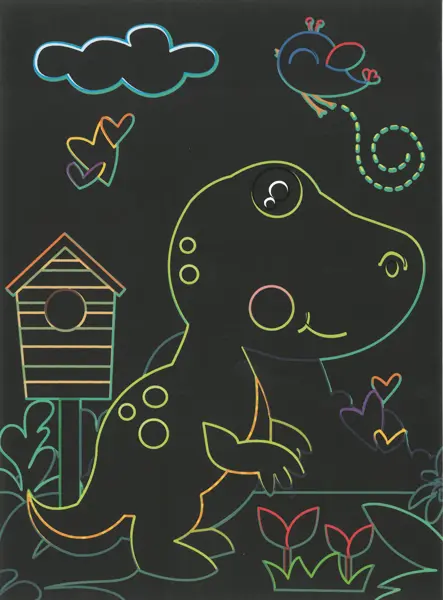 Obrázek škrabací Mark 9 ks 07 dinosaurus
