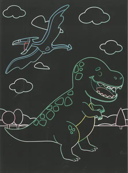 Obrázek škrabací Mark 9 ks 07 dinosaurus