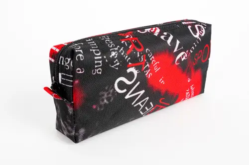 Penál etue se 2 zipy Jeans 1 červený