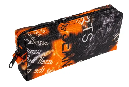 Penál etue se 2 zipy Jeans 3 oranžový